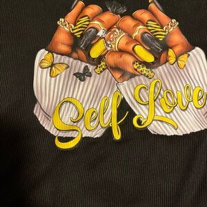 Black Graphic Tee with Self Love Design
